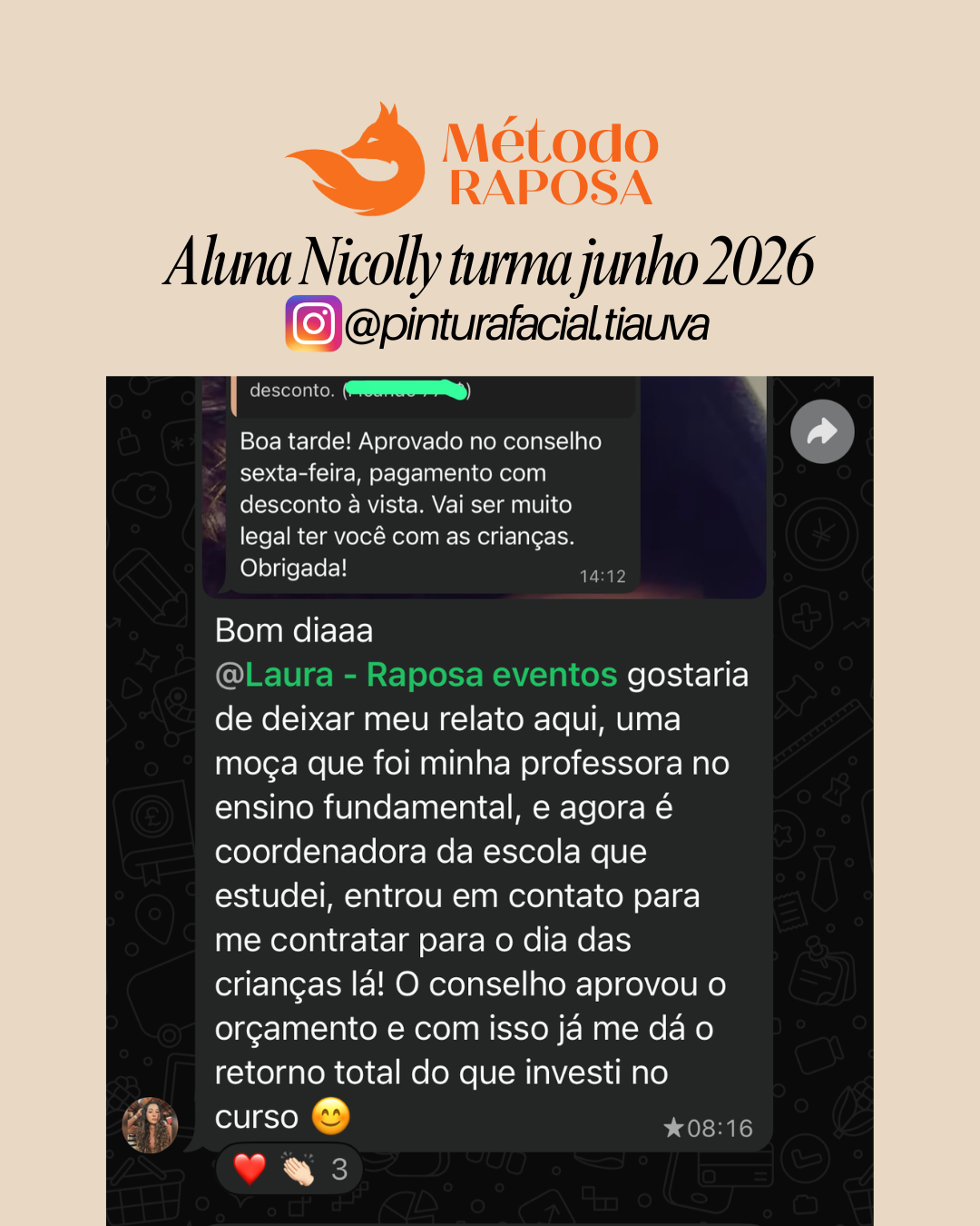 Depoimento da aluna sobre festa fechada pelos anúncios do Instagram
