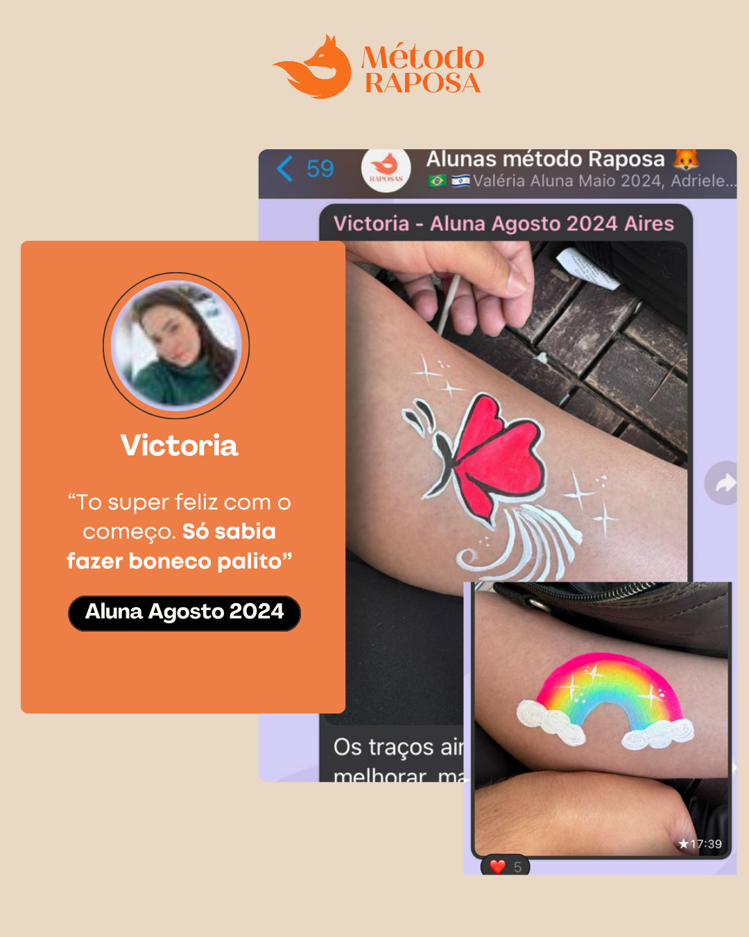 Resultado da aluna Victoria após o Método Raposa